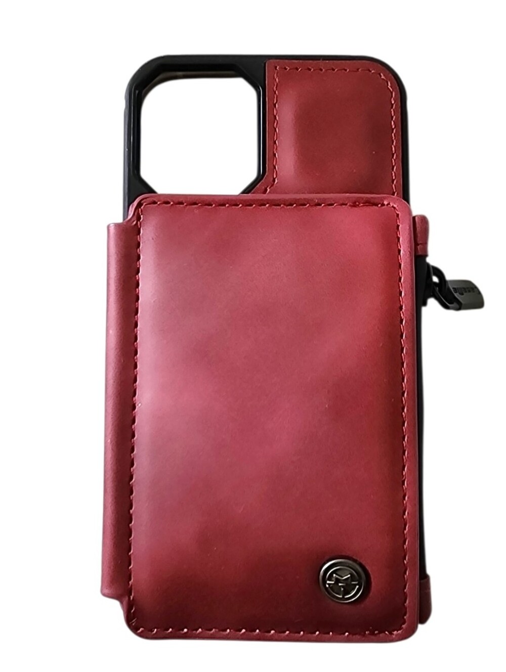 CaseMe Maroon Burgundy Leather Wallet Case For iPhone 12 5.4in